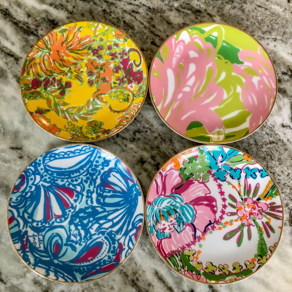 Lilly Pulitzer Gold Rimmed Appetizer Plates